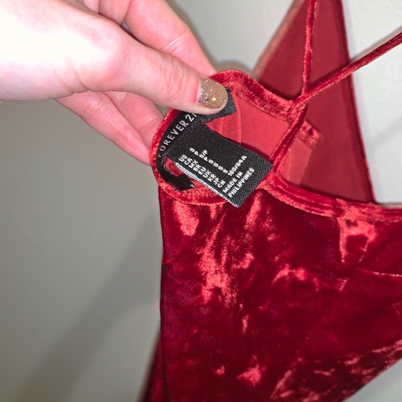 Forever 21 Crushed Velvet Wine Red Bodysuit - Picture 5 of 5